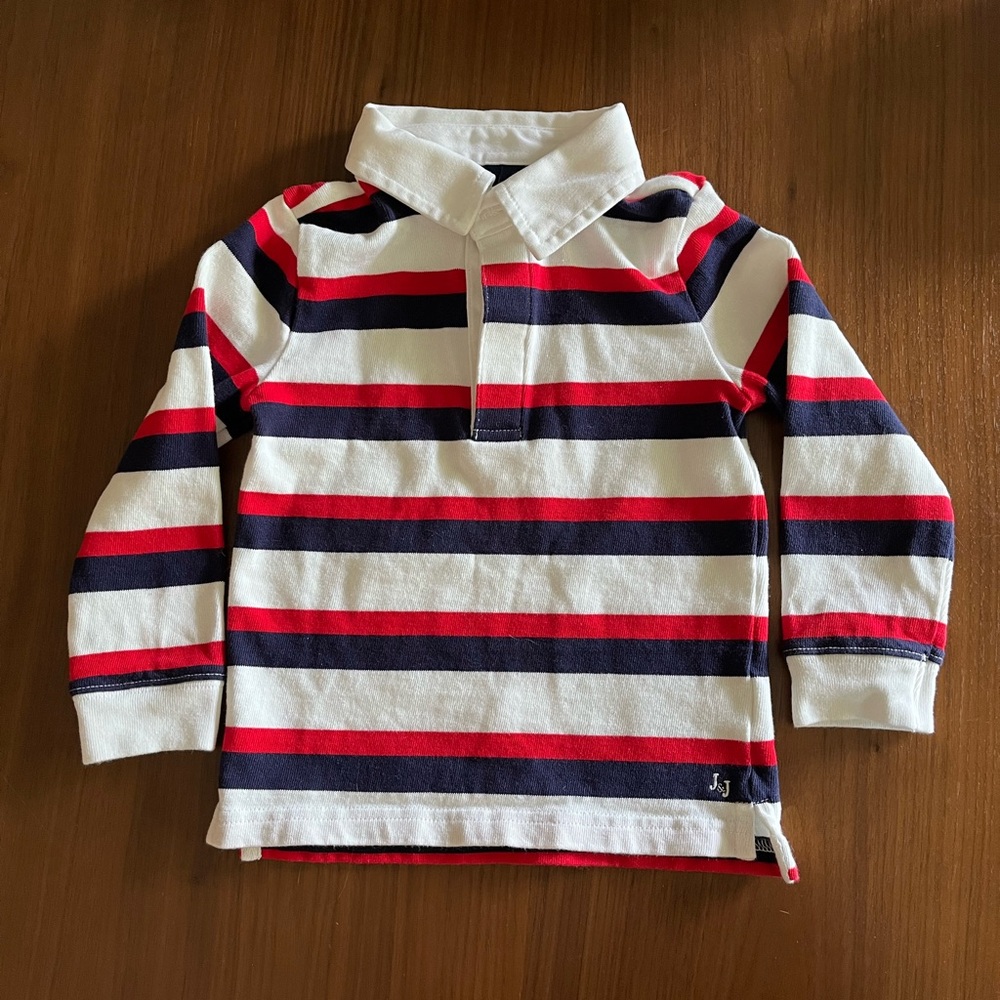 Jamie & Jack red and navy striped rugby polo
